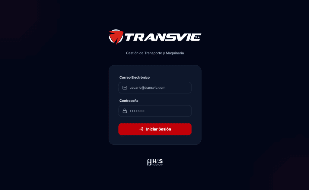 Sistema Logística TRANSVIC — proyecto de Web App desarrollado por H&S Software